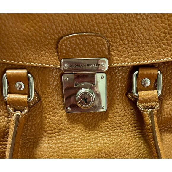 Vintage Dooney & Bourke Flap Lock Key Leather Medium Satchel Handbag Purse - Picture 6 of 16